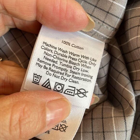 Eddie Bauer gray, white & black check cotton long sleeve shirt - Picture 10 of 10